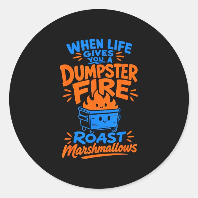 Lustiges Müllcontainer-Feuer-Marshmallow  Runder Aufkleber (Vorderseite)
