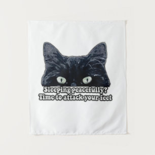 Lustiges mürrisches Katzen-Meme für Katzenbesitzer Wandteppich