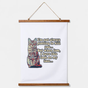 Lustiges mürrisches Katzen-Meme für Katzenliebhabe Wandteppich Mit Holzrahmen