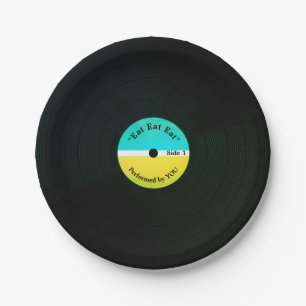 Lustiges musikalisches Blickvinyl, das Pappteller