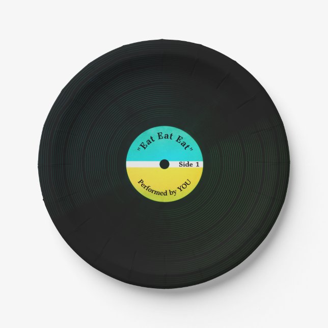 Lustiges musikalisches Blickvinyl, das Pappteller (Vorderseite)