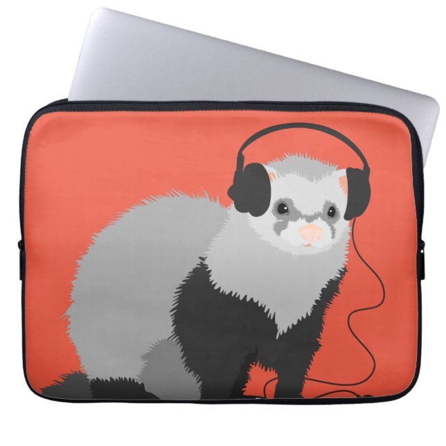 Lustiges Musikfreund-Frettchen Laptopschutzhülle (Vorderseite)