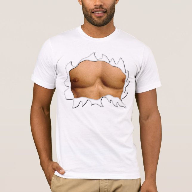 Lustiges Muskel-Shirt sehen durch durch zerrissen T-Shirt (Vorderseite)