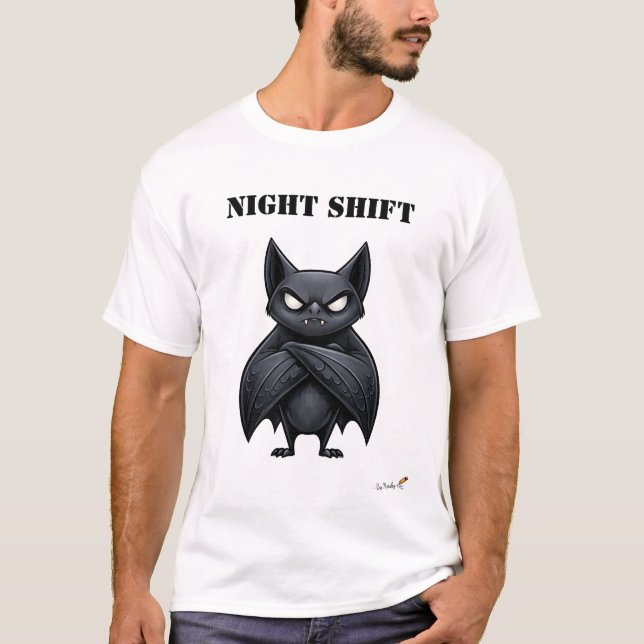 Lustiges Nachtschicht-Fledermaus-T-Shirt T-Shirt (Vorderseite)