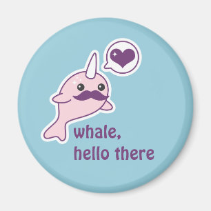 Lustiges Narwhal mit dem Schnurrbart Magnet