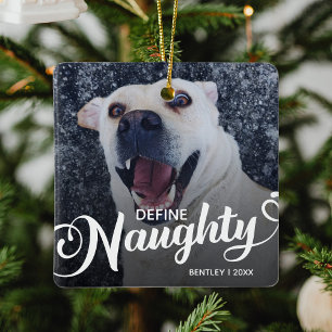 Lustiges Naughty Dog Foto Weihnachten Keramikornament