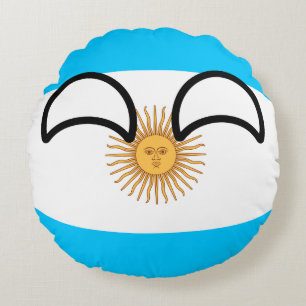 Lustiges neigendes Geeky Argentinien Countryball Rundes Kissen