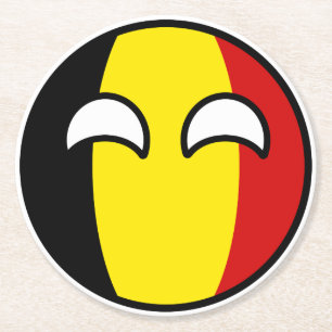 Lustiges neigendes Geeky Belgien Countryball Runder Pappuntersetzer