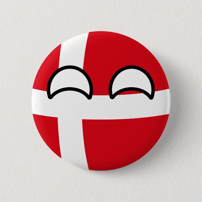 Lustiges neigendes Geeky Dänemark Countryball Button (Vorderseite)