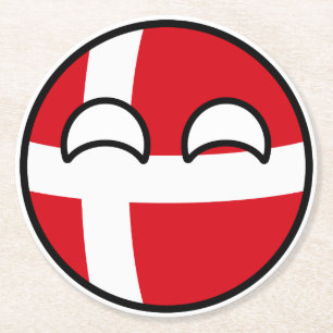 Lustiges neigendes Geeky Dänemark Countryball Runder Pappuntersetzer