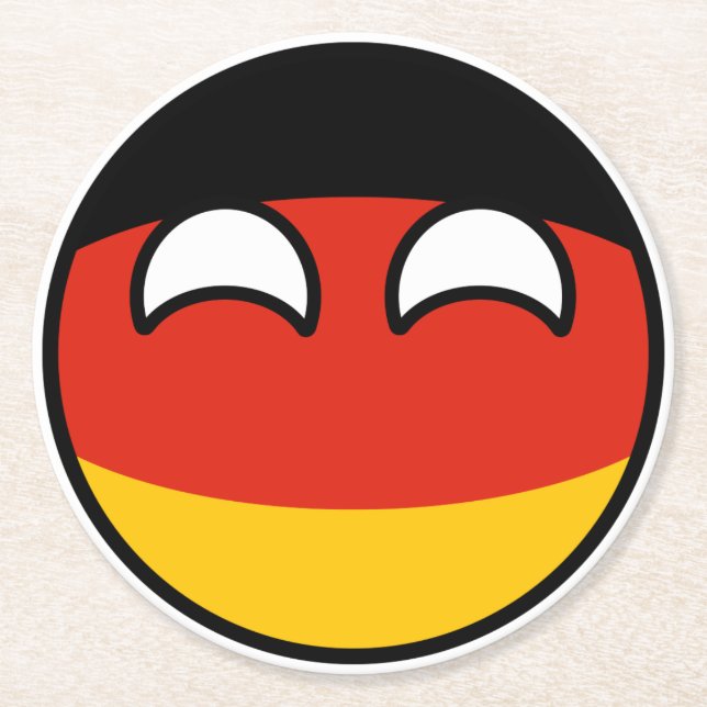 Lustiges neigendes Geeky Deutschland Countryball Runder Pappuntersetzer (Vorderseite)