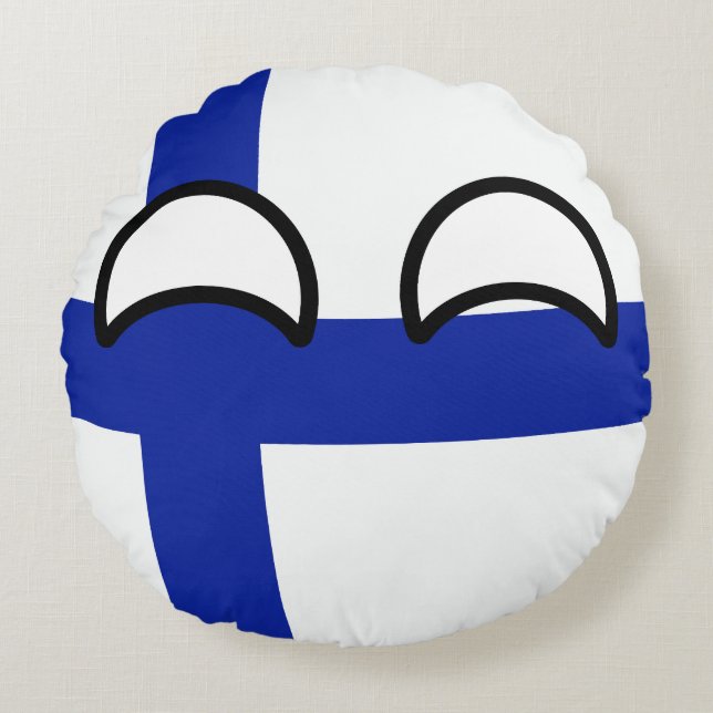Lustiges neigendes Geeky Finnland Countryball Rundes Kissen (Vorderseite)