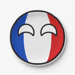 Lustiges neigendes Geeky Frankreich Countryball Pappteller