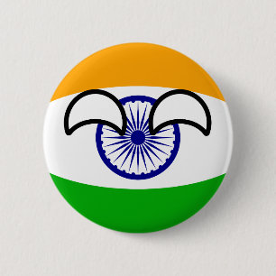 Lustiges neigendes Geeky Indien Countryball Button