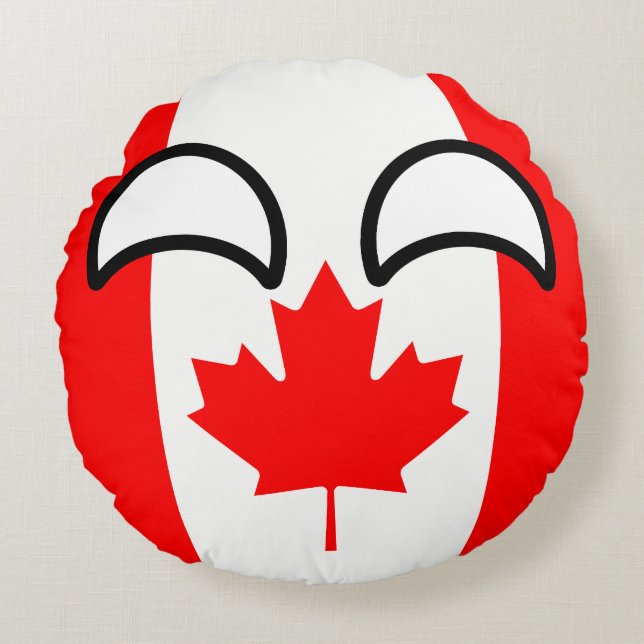 Lustiges neigendes Geeky Kanada Countryball Rundes Kissen (Vorderseite)
