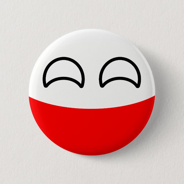 Lustiges neigendes Geeky Polen Countryball Button (Vorderseite)