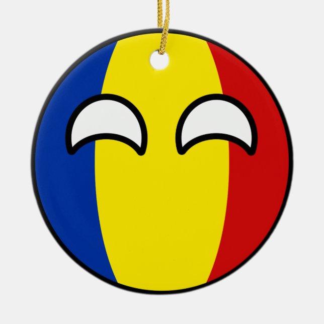 Lustiges neigendes Geeky Rumänien Countryball Keramikornament (Vorne)