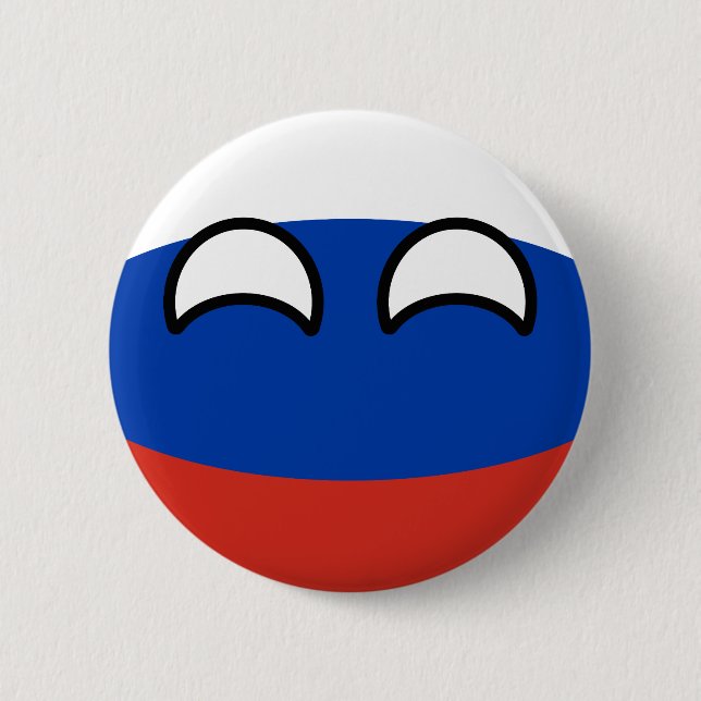 Lustiges neigendes Geeky Russland Countryball Button (Vorderseite)