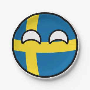 Lustiges neigendes Geeky Schweden Countryball Pappteller