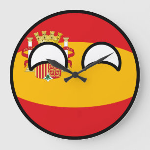 Lustiges neigendes Geeky Spanien Countryball Große Wanduhr