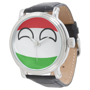 Lustiges neigendes Geeky Ungarn Countryball Armbanduhr