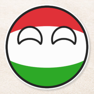 Lustiges neigendes Geeky Ungarn Countryball Runder Pappuntersetzer
