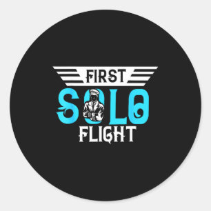 Lustiges neues Los-Design erster Soloflug Flugzeug Runder Aufkleber