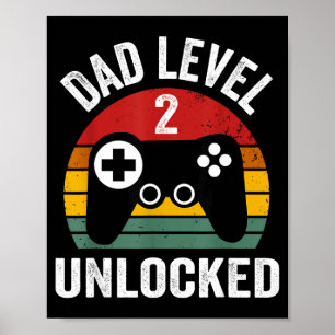 Lustiges Neues Vatert-Shirt Vater-Level 2 freigesc Poster