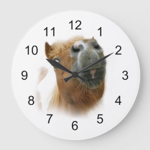 Lustiges neugieriges Pferd Große Wanduhr