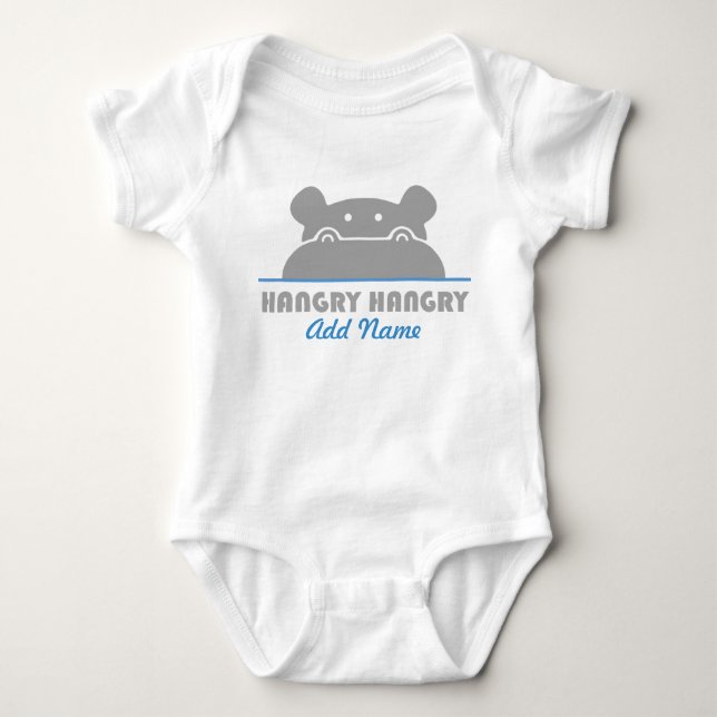 Lustiges niedliches Hangry Flusspferd hungrig Baby Strampler (Vorderseite)