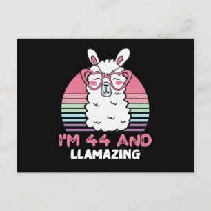 Lustiges niedliches Lama 44. Geburtstagsgeschenk f Postkarte
