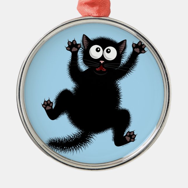 Lustiges niedliches Schwarzes erschrak Silbernes Ornament (Vorne)