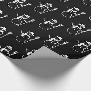 Lustiges niedliches Schwarzweiss-Snowman-Muster Geschenkpapier