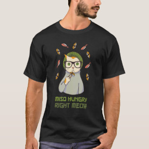 Lustiges niedliches Sushi essende Katze Miso-Suppe T-Shirt