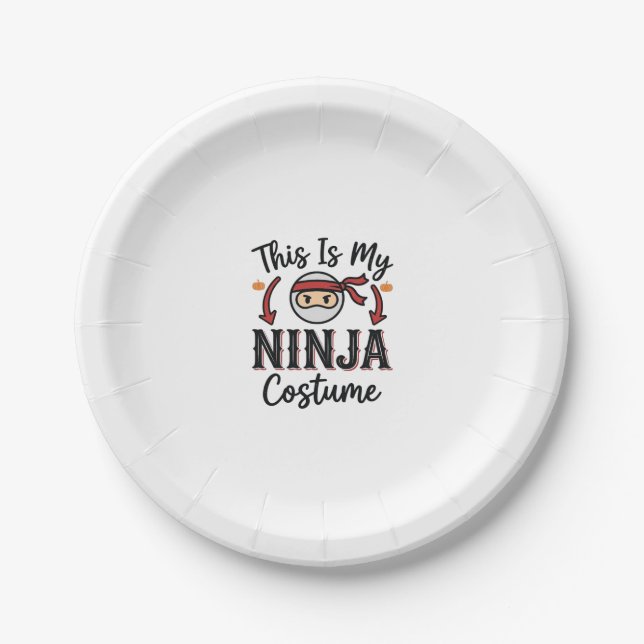 Lustiges Ninja-Kostenüm Halloween-Vektordesign_1 Pappteller (Vorderseite)