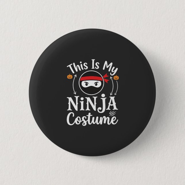 Lustiges Ninja-Kostüm Halloween-Design_1 Button (Vorderseite)