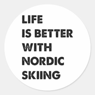 Lustiges Nordisches Skifahren Leben ist besser mit Runder Aufkleber