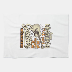 Lustiges Opa Gitarre Vintage Gravur Shirt Design Geschirrtuch