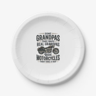 Lustiges Opa Motorrad Nickerchen Vintage Vektor De Pappteller