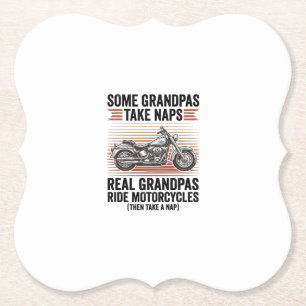 Lustiges Opa-Motorrad Vintage-Gravur T-Shirt Untersetzer