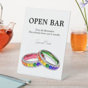 🌈 Lustiges Open-Bar-Schild Intertwined in Pride Sockelschild