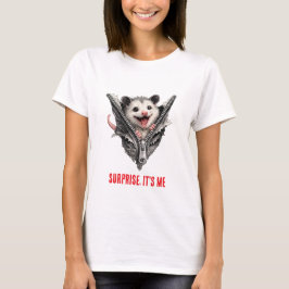 Lustiges Opossum-Reißverschluss-Überraschung-Müll- T-Shirt