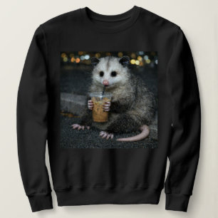 Lustiges Opossum Trinkt Kaffee Shirt Süßes Tier