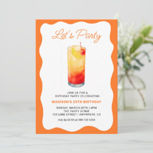 Lustiges Orange Chic Welliges Sommer Cocktail Gebu Einladung