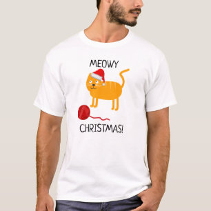 Lustiges Orange Katze Meowy Weihnachten Herren T-S T-Shirt