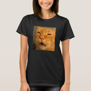 Lustiges Orange Katzen Gesicht Meme Humor Unschärf T-Shirt