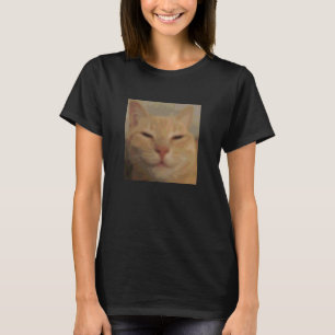Lustiges Orange Katzen Gesicht Meme Unschärfe Foto T-Shirt