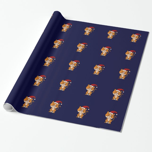 Lustiges orange Katzen-WeihnachtsPackpapier Geschenkpapier (Ungerollt)