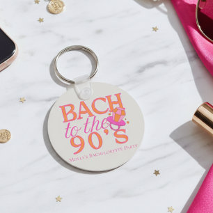 Lustiges Orange und Rosa 90er Retro-Junggesellinne Schlüsselanhänger
