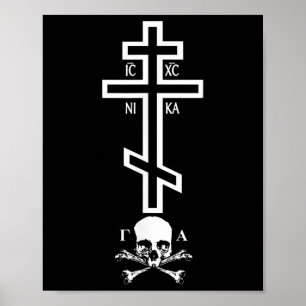 Lustiges orthodoxes Kreuz mit Schädel von Adam ort Poster